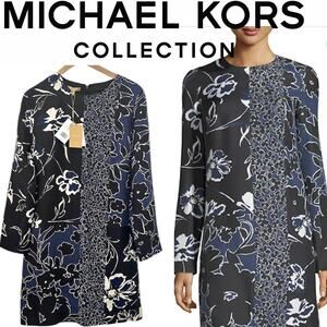 $1975 MICHAEL KORS COLLECTION NWT Designer Blue & Black Floral Dress – Size 10